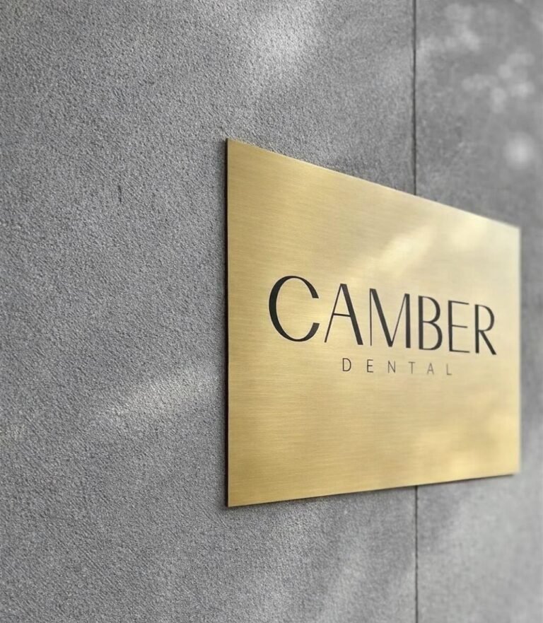 Camber Dental Brass Plaque Sign